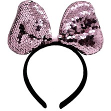 Hayat Store Renk Değiştiren Pullu Payetli Fiyonk Parti Tacı Pembe Gümüş Renk 20X16 cm - Lisinya