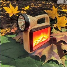 Hayat Store Güneş Enerjili Şömineli Çok Fonksiyonlu Çift Işık Kaynağı USB Şarjlı Solar El Feneri ( Lisinya )