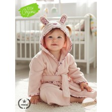 Bebek Bornozu - Premium Tavşan Figürlü %100 Organik Bebek Bornozu Ultra Emici Içi Dışı Havlu Kumaş