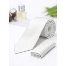 Gambocci Unisex Armürlü Kuş Gözü Desenli Slim Fit Mendilli Kravat