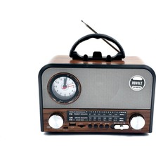 Feyza Design Taşınabilir Ahşap Görünümlü Retro Radyo Bluetooth, Usb, Sd, Aux Destekli