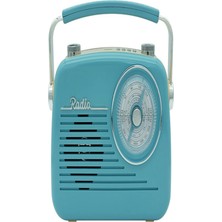 Feyza Design Mavi Renkli Nostaljik Bluetooth Radyo, Şık ve Pratik Tasarım