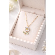 Youday Accessories Zirkon Taşlı Çiçek Figürlü Gold Renk Çelik Kolye Model 11 – Kararmaz, Şık ve Zarif Tasarım