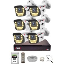 Fury 6 Lı Sesli 15 Warm LED Gece Renkli Görüş Su Geçirmez Güvenlik Kamerası Seti 320GB