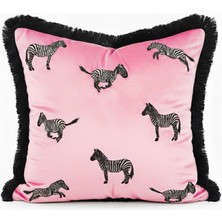 Ge Living Zebra Desenli Kadife Kırlent Kılıfı 45X45 cm – Modern Dekoratif Koltuk Yastık Kılıfı