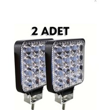 2 Adet Araba Kamyonet Traktör 8.5x8.5 cm 16 Ledli Çalışma Lambası 12 Volt Güçlü ve Yüksek Işık
