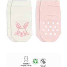 isiltikidsmoda 2'li Hayvan Figürlü Kaymaz Soket Çorap 10104 Pembe Ekru