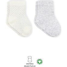 isiltikidsmoda Puan Derby Penye Soket Çorap 2'li BS10103 Gri Ekru