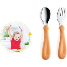 isiltikidsmoda Paslanmaz Çelik Çatal Kaşık Seti 522 Somon