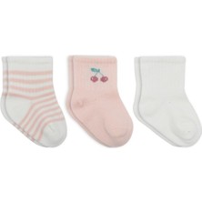 isiltikidsmoda Cherry Girl 3'lü Penye Soket Çorap 10138 Ekru