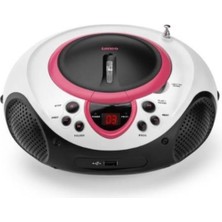 Feyza Design Taşınabilir Pembe Müzik Seti Radyo CD Çalar Mp3 USB ile Eğlence