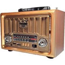 Feyza Design Şarjlı Orta Boy Retro Ahşap Radyo ve Bluetooth Hoparlörlü