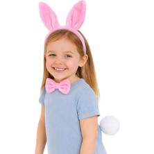 isiltikidsmoda Pembe Full Tavşan Kulak Papyon Kuyruk Parti Seti