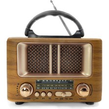 Feyza Design Retro Ahşap Tasarım Bluetooth Hoparlörlü Radyo, Fm/am/mp3 Destekli, Taşınabilir