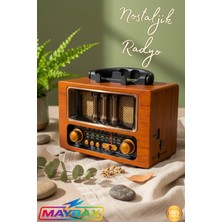 Feyza Design Ahşap Görünümlü Nostaljik Radyo, Fm, Bluetooth, Hafıza Kartı ve USB Destekli