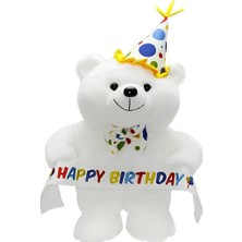 isiltikidsmoda Papyonlu Happy Birthday Peluş Ayı 45 cm