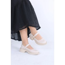 Lolyvibe Mary Jane Kadın Ayakkabı Loafer Siyah Cilt