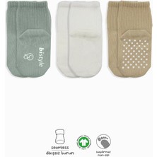 isiltikidsmoda Basic Kaymaz Penye Soket Çorap 3'lü BS10107 Nil Ekru Bej