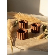 Helis Craft Rustik Ahşap Kütük Görünümlü 3'lü Dekoratif Tealight Mumluk - Bohem Iskandinav Tarzı Doğal Doku