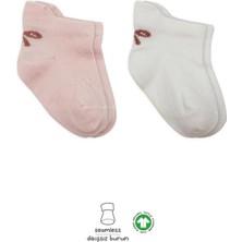 isiltikidsmoda 2'li Sneakers Smile Penye Çorap 20106 Pembe Ekru
