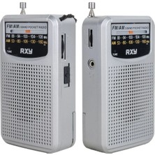 Feyza Design Mini Analog Radyo, Taşınabilir ve Şık Gri Renkli Tasarım