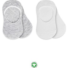 isiltikidsmoda 2'li Penye Babet Silikonlu Basic Çorap 30104 Gri Beyaz