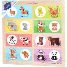 isiltikidsmoda ONY-366-367 Ahşap Tutmalı Eşleştirme -Hayvanlar ve Yavruları