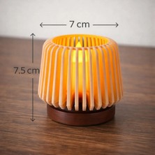 Helis Craft Dekoratif Tealight LED Mumluk Ahşap Tabanlı Sıcak Işık