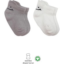 isiltikidsmoda 2'li Sneakers Smile Penye Çorap 20106 Gri Ekru