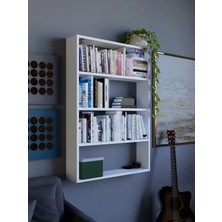 Uysal Furniture 5 Raflı Dekoratif Kitaplık, Beyaz Kitaplık, Ofis Kitaplığı, Duvar Rafı 104X55CM