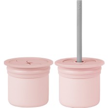 isiltikidsmoda Ham+Hüp Pipetli Silikon Bardak Seti Pinky Pink / Powder Grey