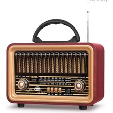 Feyza Design Retro Fm Radyo ve Bluetooth Hoparlör, Şarjlı, Usb/sd Destekli, Kahverengi