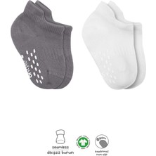 isiltikidsmoda 2'li Sneakers Kaymaz Colours Penye Çorap 20104 Gri Beyaz