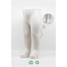 isiltikidsmoda Tekli Ekose Kabartma Penye Külotlu Çorap BS50105 Ekru