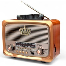 Feyza Design LED Detaylı Güneş Panelli Eski Tarz Bluetooth Radyo, Nostaljik Tasarım