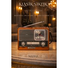 Feyza Design Ahşap Görünümlü Nostaljik Radyo ve Bluetooth Hoparlör, Fenerli, Fm, Usb, Sd