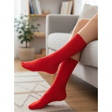 Aksu Çorap Kırmızı Pastel Desensiz Soket Çorap