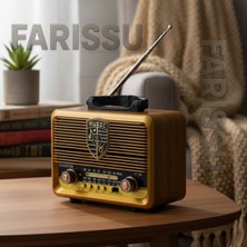 Feyza Design Güneş Enerjili Nostaljik Bluetooth Radyo, Fm/am/sw, Usb/tf Müzik Çalar