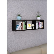 Uysal Furniture Yatay Raf ,dekoratif  Raf Kitaplık Siyah