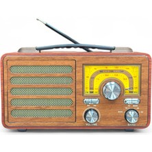 Feyza Design Ahşap Retro Radyo, Şık Tasarım, Bluetooth ile Kablosuz Müzik Dinleme