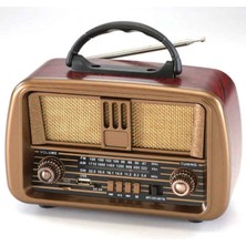 Feyza Design Ahşap Nostaljik Bluetooth Radyo USB Sd Mp3 Çalar Şık Tasarım