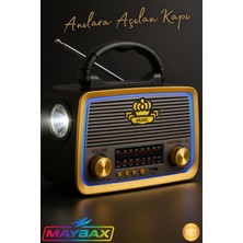 Feyza Design Işıklı Nostaljik Radyo Bluetooth Tf USB Aux Fm Fener Destekli