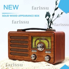Feyza Design Büyük Ahşap Eskitme Görünümlü Çok Fonksiyonlu Retro Radyo