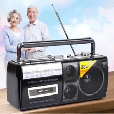 Feyza Design SR-28W Bluetooth Fm USB Kaset Çalar Siyah, Retro ve Mobil Eğlence Keyfi