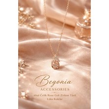Begonia Accessories Ithal Çelik Rose Gold Kolye Zincir Set Figürlü Zirkon Taşlı Paslanmaz Kararmaz Unisex 45CM+5CM Boy - 11