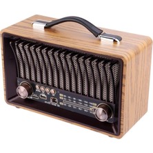 Feyza Design Nostaljik Ahşap Şarjlı Büyük Radyo, Bluetooth, Usb, Tf, Fm Radyo