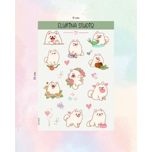 Kawaii Mutlu Köpekcik Sticker Sayfası (Beyaz Kağıt)