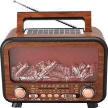 Feyza Design Solar Enerjili Şömine Tasarımlı Bluetooth Radyo Müzik Çalar