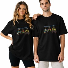 Kidilia Tırmanış Ayakkabısı Görselli Unisex Bisiklet Yaka Tasarım Tshirt - Beden: Lrenk: Siyah