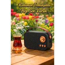 Feyza Design Mini Nostaljik Radyo Bluetooth Tf Kart USB Fm Kablosuz Hoparlör, Yüksek Bass